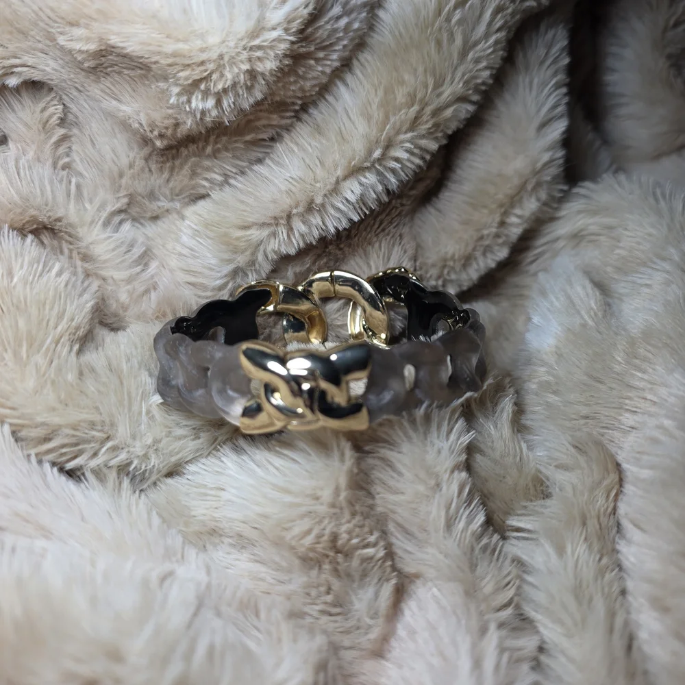 ✨ RARE ARCHIVE Authentic Alexis Bittar Molten Gold Lucite Link Hinge Bracelet